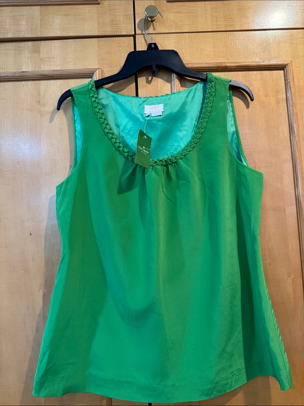 Kate Spade Bright Green Braided-Neck Kate Spade 100% Silk